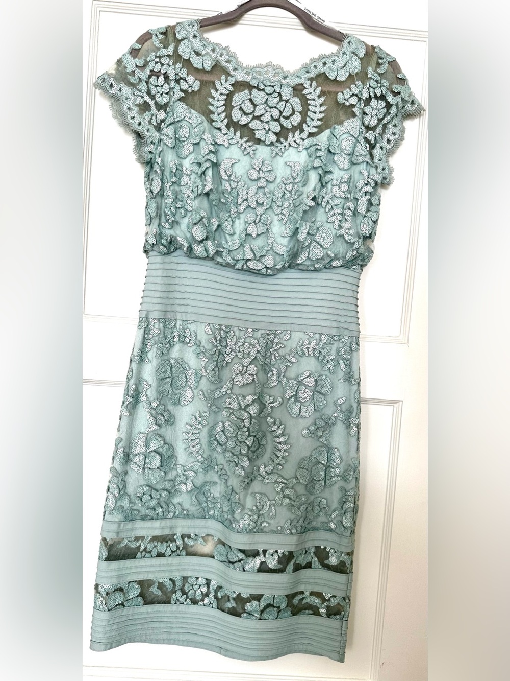 Tadashi Shoji Dresss Elegant Mint Lace Sheath Dress